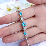 925 Silver Crystal Star Bracelet for Women Valentines Gift Wedding