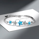 925 Silver Crystal Star Bracelet for Women Valentines Gift Wedding