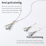 925 Silver Green Nano Zircon Christmas Tree Earrings Girl Jewelry Gift