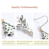 925 Silver Green Nano Zircon Christmas Tree Earrings Girl Jewelry Gift