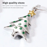 925 Silver Green Nano Zircon Christmas Tree Earrings Girl Jewelry Gift