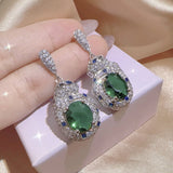 Sterling Silver Emerald Tourmaline Tassel Leopard Jewelry Set