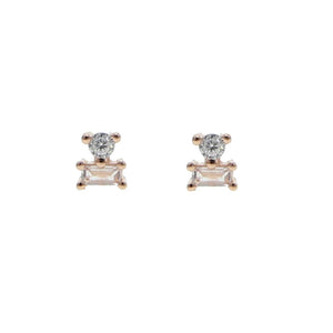 925 Silver Square CZ Stud Earrings