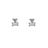 925 Silver Square CZ Stud Earrings