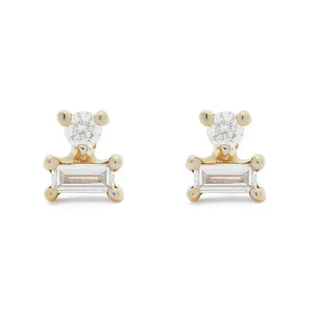 925 Silver Square CZ Stud Earrings