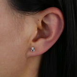 925 Silver Square CZ Stud Earrings