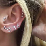 925 Sterling Silver Arabic Numerals Shape Stud Earrings