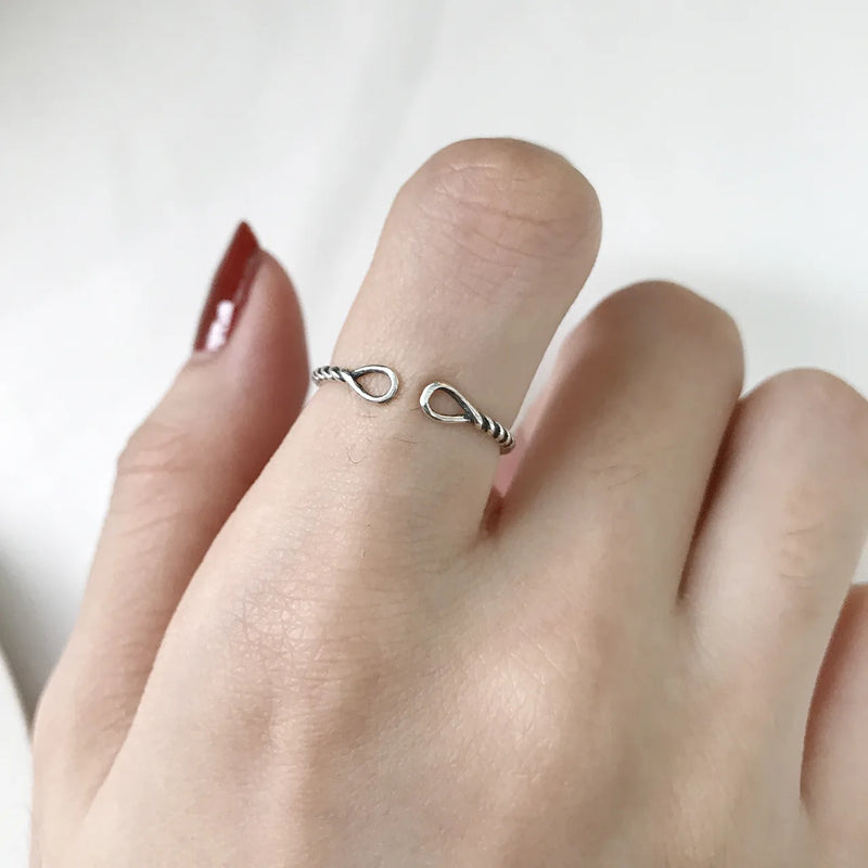925 Silver Ring Minimalist Adjustable Wedding Band Bijoux