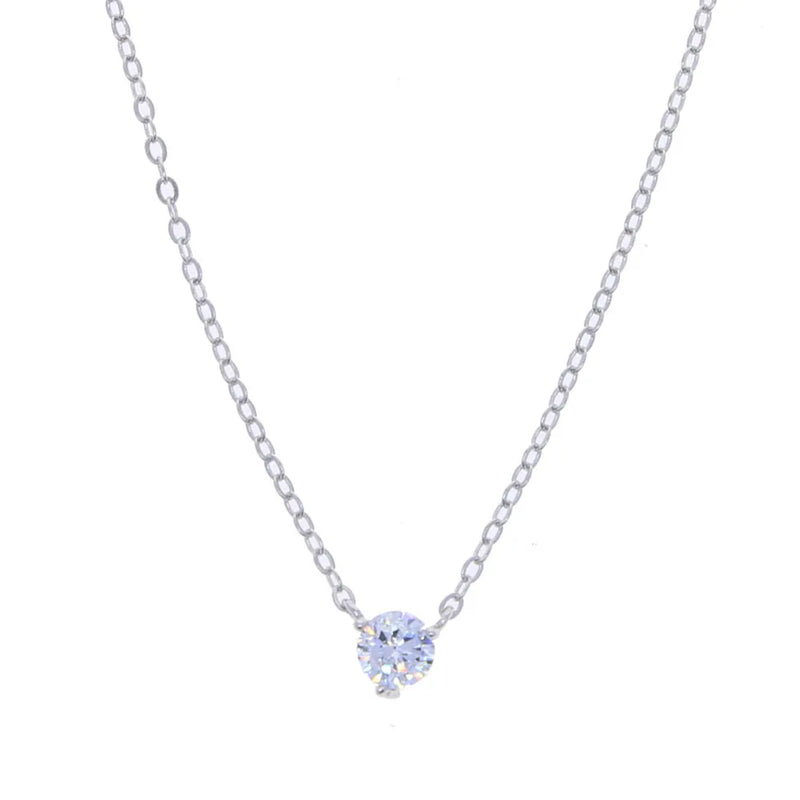 925 Silver Sparking CZ Round Charm Necklace for Women Wedding