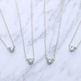 925 Silver Sparking CZ Round Charm Necklace for Women Wedding