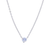 925 Silver Sparking CZ Round Charm Necklace for Women Wedding