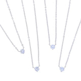 925 Silver Sparking CZ Round Charm Necklace for Women Wedding