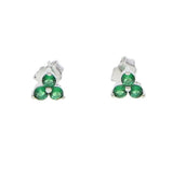 925 Silver Red Green Three Stone Dainty Cz Earring