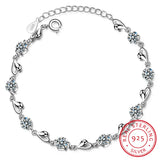 925 Silver Heart Shaped Bracelet Zircon Women Valentine Gift Wedding Jewelry