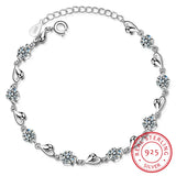 925 Silver Zirconia Heart Bracelet Women Valentines Gift S-B227