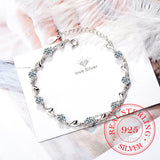 925 Silver Zirconia Heart Bracelet Women Valentines Gift