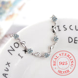 925 Silver Zirconia Heart Bracelet Women Valentines Gift