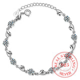 925 Silver Zirconia Heart Bracelet Women Valentines Gift