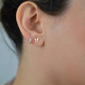Delicate 925 Silver Butterfly Stud Earrings Rose Fine Jewelry Insect Brincos