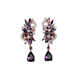 Amethyst Butterfly Fringe Sapphire Oval Stud Earrings Purple Diamond Flowers