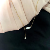 Angel Wing Shell Charm Necklace With Zircon Tassel Chain Pendant