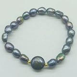 Baroque & Coin Shape Pearl Bracelet 7.5 Inch Women's Jewelry Gift