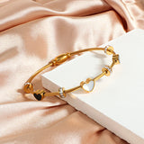 Shell Heart Stainless Steel Bangle Bracelet Women Geometry Wedding Gift