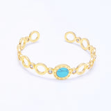 Roman Numerals Bracelet Gold Color Zircon Hollow-Out Bangle