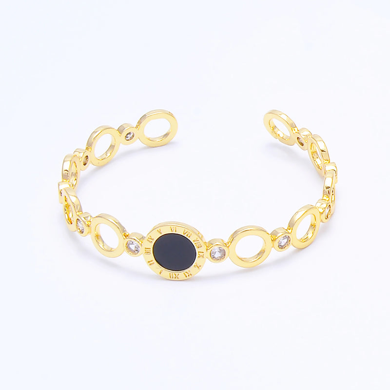 Roman Numerals Bracelet Gold Color Zircon Hollow-Out Bangle