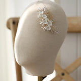 Porcelain Flower Wedding Hair Comb Bridal Headpiece