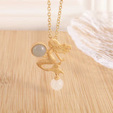 Delicate Charm Mermaid Pendant Necklace for Women Jade Copper Necklace Jewelry