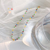 Colorful Bead Chain Choker Necklace for Women