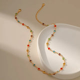 Colorful Bead Chain Choker Necklace for Women
