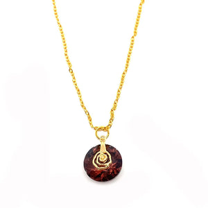 Crystal Faceted Pendant Necklace 14mm Hollow Rose Charm Stained Glass Jewelry