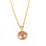 Crystal Faceted Pendant Necklace 14mm Hollow Rose Charm Stained Glass Jewelry