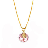 Crystal Faceted Pendant Necklace 14mm Hollow Rose Charm Stained Glass Jewelry