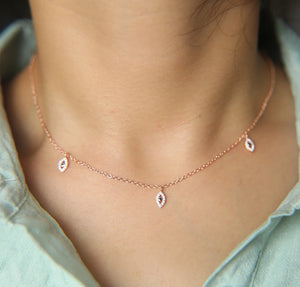 925 Sterling Silver Evil Eye Charm Choker Necklace