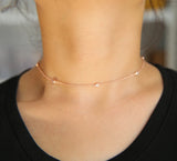 925 Sterling Silver Cz Station Short Layer Choker for Girls