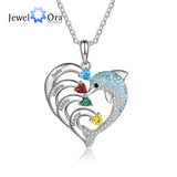 Delicate Dolphin Engraved Name Necklace Heart Pendant Christmas for Mom