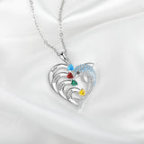 Delicate Dolphin Engraved Name Necklace Heart Pendant Christmas for Mom