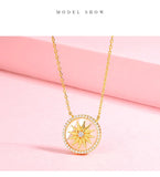 Delicate 925 Silver Star Pendant Necklace Mother of Pearl Jewelry
