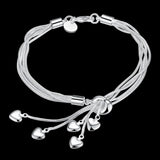 Delicate Five Hearts Women Bracelet 925 Sterling Silver Jewelry
