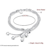 Five Hearts Women Bracelet 925 Sterling Silver Jewelry
