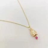 Delicate Muguet Flower Necklace 14K Filled Ruby Pendants Handmade Women Jewelry