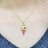Delicate Muguet Flower Necklace 14K Filled Ruby Pendants Handmade Women Jewelry