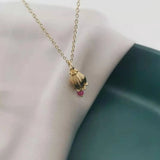 Delicate Muguet Flower Necklace 14K Filled Ruby Pendants Handmade Women Jewelry