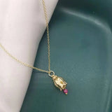 Delicate Muguet Flower Necklace 14K Filled Ruby Pendants Handmade Women Jewelry