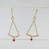 Faceted Ruby Zircon Dangle Earrings 14K Filled Chain Tassel