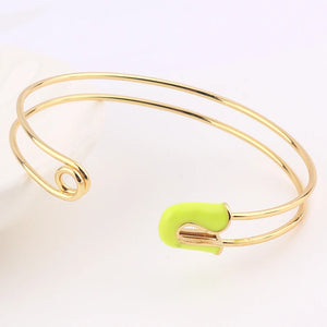 Enamel Pin Bracelet 18K Plated Bangles for Women