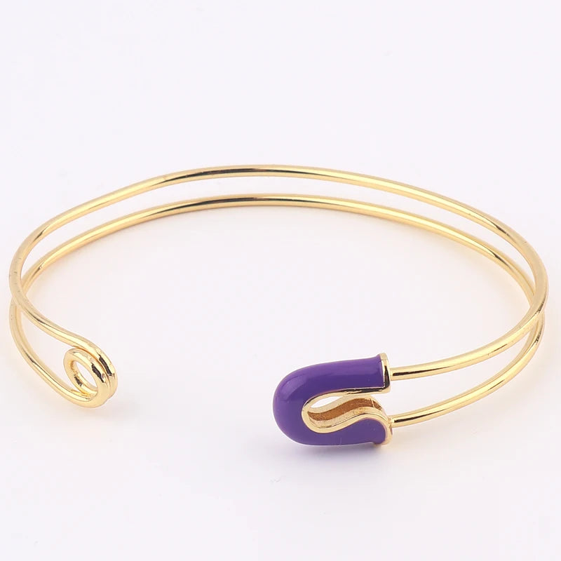 Enamel Pin Bracelet 18K Plated Bangles for Women
